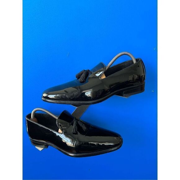 Stacy Adams Phoenix Tassel Slip On Tuxido Shoes Black Patent Leather 21011-004 s - Picture 1 of 7